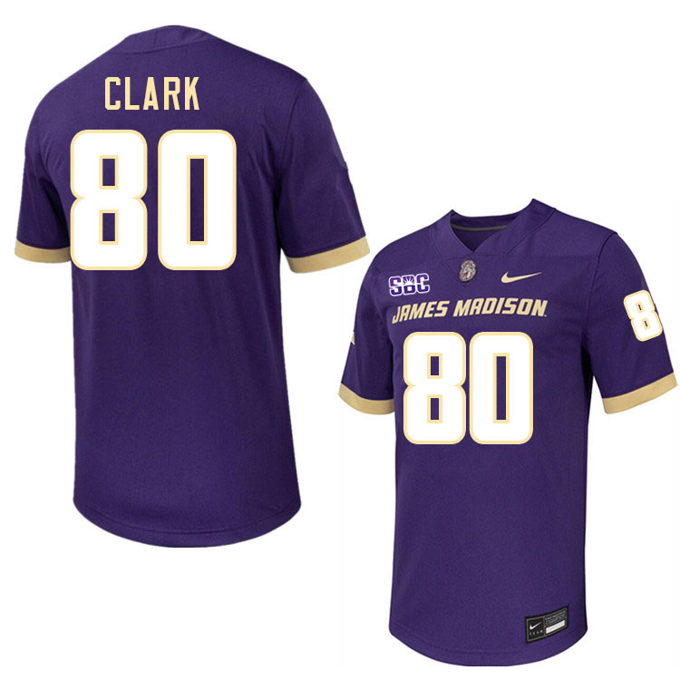 #80 Gary Clark JMU Jersey,James Madison Dukes Football Jerseys Stitched-Purple